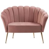 Sofa Namoradeira 2 Lug 135 Cm Aço Dourado 7050 Veludo Rosa Dmobiliario