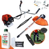 Máquina De Cortar Grama Á Gasolina Grhb430 43cc 1,7hp Roçadeira Bipartida Com Lâmina 2 Pontas E Carretel Nylon + Óleo Stihl 2 Tempos De 500ml