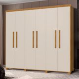 Guarda Roupa Grande De Casal 100% Mdf 6 Portas Cinamomo Off White Guarol Shop Jm