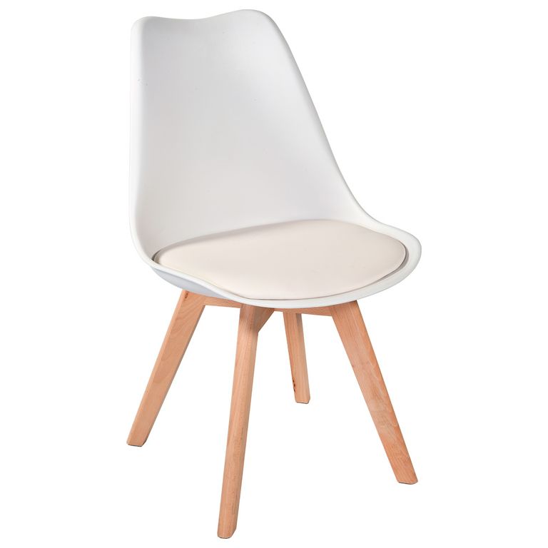 Cadeira Leda – Charles Eames, Saarinen Wood Com Almofada Branca