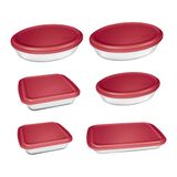 Conjunto De Assadeiras Marinex Com Tampa Vermelho 6 Peças