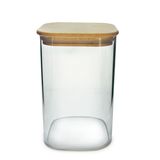 Pote De Vidro Quadrado Com Tampa Bambu 1200ml - Vd20267