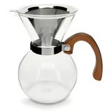 Passador De Café Em Vidro Borossilicato Com Alça De Bambu E Filtro Em Inox 650 Ml - Mimo Style - Vd20031