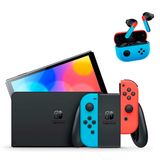 Nintendo Switch com Neon Blue e Neon Red Joy‑Con + Mario Kart 8 Deluxe + Fone de Ouvido Bluetooth Gamer in-Ear TWS10 Oex Vermelho e Azul