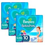 Kit 3 Fraldas Descartáveis Pampers Splashers Piscina G/xg 10 Unidades