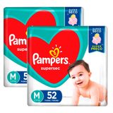 Kit 2 Fraldas Pampers Supersec Hiper M - 52 Tiras