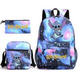 3d Stitch Print School Bags For Girls Boys Kids Mochila 3p