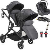 Carrinho De Gemeos Bebe Conforto Base Isofix Kiddo Pair Grafite