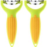 2 Pieces Corn Peeler Corn Stripper Knife Kitchen Corn Cob Remover Serrilhado Vertical Blade Remover