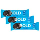 Kit 3 Barra De Proteína Bold Thin Sabor Cookies &amp; Cream 11g De Proteína Zero Açúcar Com 40g