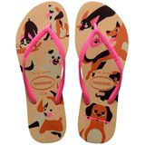 Chinelo Feminino De Dedo Casual Havaianas Slim Pets 4132567 - Dourado - 41