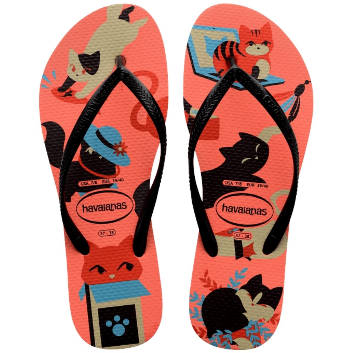 Chinelo Feminino De Dedo Casual Havaianas Slim Pets 4132567 - Nectar - 41