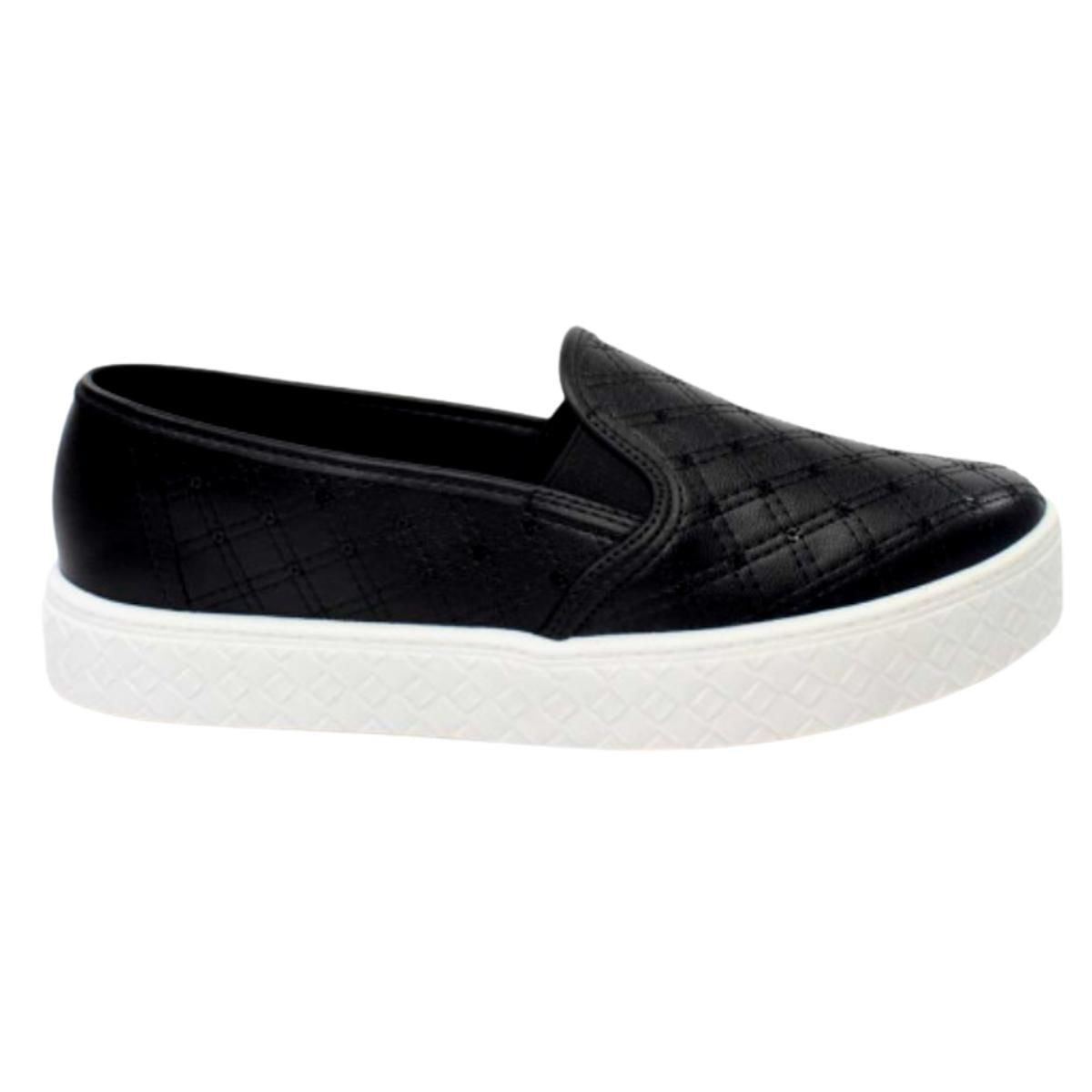 Tenis Casual Slip On Flatform Feminino Moleca 5712.323.9569 - Preto - 34