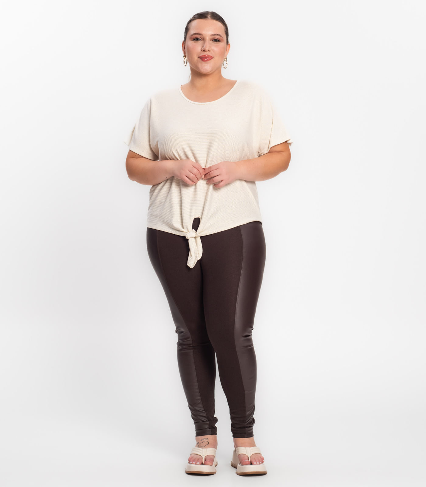 Calça Legging Secret Glam Marrom Plus G1