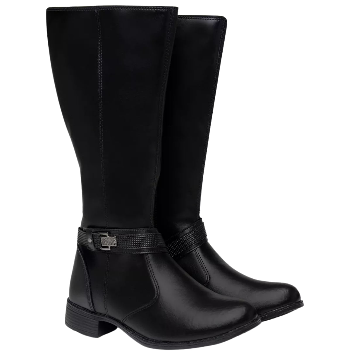 Bota Feminino Montaria Cano Longo Conforto Dona Beja 237 Salto Baixo - Preto - 36