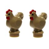 Lote De 2 Minifigs Lego Novo - Frango Tan - Marrom