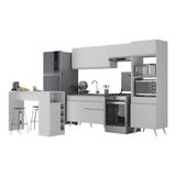 Armário De Cozinha Com Bancada/mesa Gourmet Veneza Multimóveis Mp2174 Branco