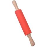 Pino De Rolamento De Silicone Antiaderente Superfície Alça De Madeira 1.97x15.15 (vermelho)