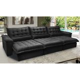 Sofá Retrátil e Reclinável 3,22m com Molas Ensacadas Cama inBox Aconchego Tecido Suede Preto