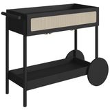 Carrinho Bar Porta Taças 112 Cm Pes Madeira Oslo 27964 Nero Artesano
