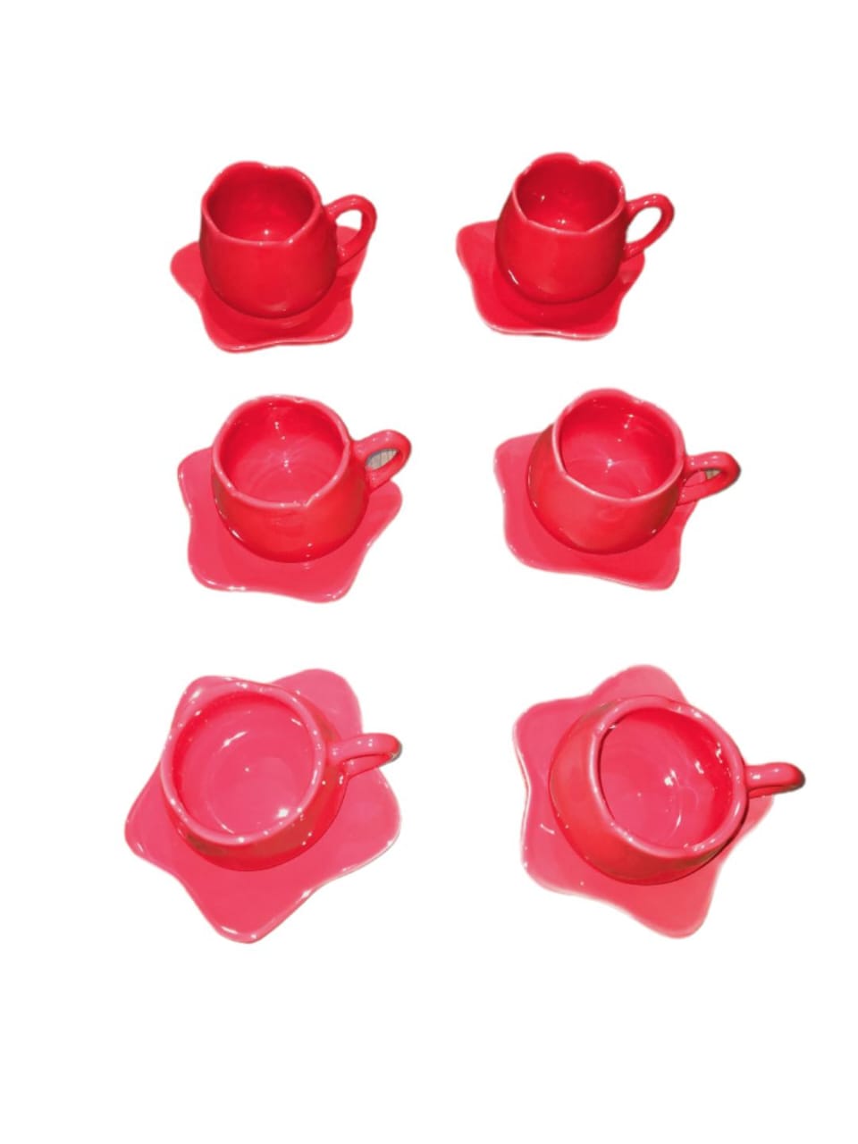 Xícara Tulipa Lisa C/ Pires Em Cerâmica Luxo Kit C/6pçs