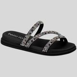 Tamanco Rasteira Feminina Tiras Brilhantes Beira Rio 8488.108.27332 - Preto - 38