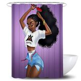 Mulheres Afro-americanas Com Cortina De Chuveiro Coroa Afro Afric