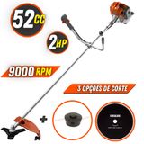 Máquina De Cortar Grama Á Gasolina 52cc Tekna Rl520ac + Extra Disco De Vídia De 80 Dentes 255mm 1,5mm E Furo 25mm Com Anel Redutor Para Furo 20mm