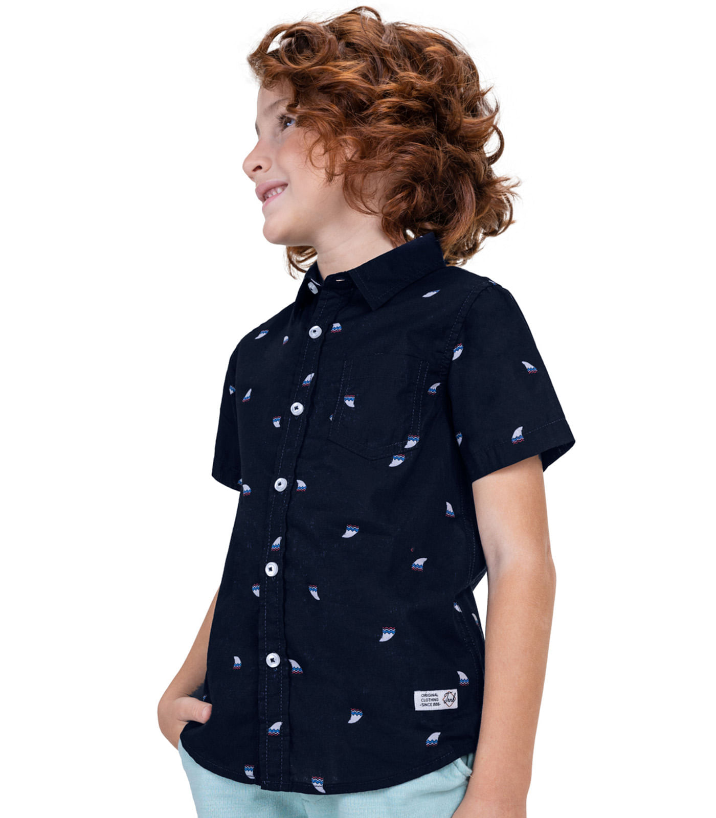 Camisa Infantil Masculina Em Popeline Trick Nick Azul 6