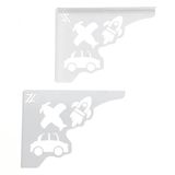 Par Mãos Francesas Ornamentada Decorativa 20cm Menino Carro E Avião Branco Aço