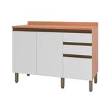 Gabinete De Cozinha Modulado Balcão Macadâmia 120cm 2 Portas 3 Gavetas Freijo/branco - Telasul