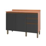 Gabinete De Cozinha Modulado Balcão Macadâmia 120cm 2 Portas 3 Gavetas Freijo/grafite - Telasul