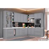 Cozinha Modulada Henn Americana 14 Peças (3 Armários + 4 Balcões + 1 Paneleiro + 6 Complementos) C14p02 Cinza