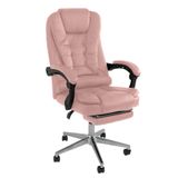 Cadeira de Escritório Presidente Ergonômica com Apoio para Pés - Rosa