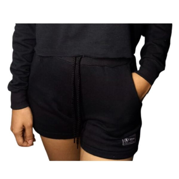 Short Moletom Feminino Com 2 Bolsos Básico Casual Treino