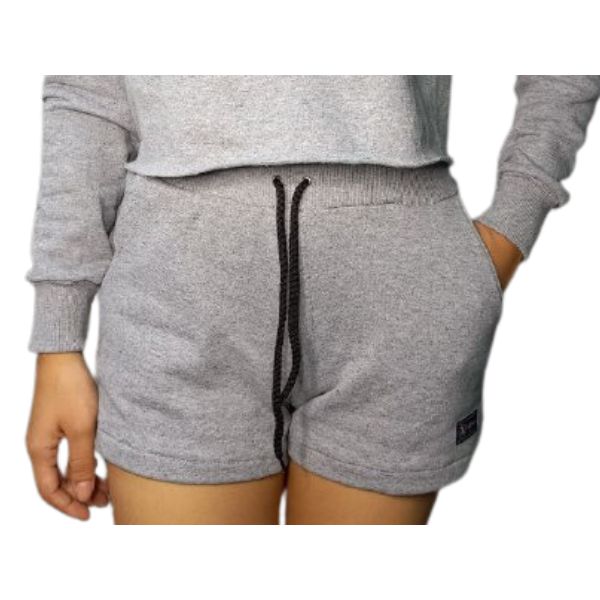 Short Moletom Feminino Com 2 Bolsos Básico Casual Treino