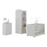 Quarto De Bebê Completo Com Berço 3 Em 1 Com Colchão Multimóveis Mp4163 Branco
