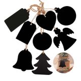 Meia De Natal Chalkboard Tags Mini Preto Madeira Dupla