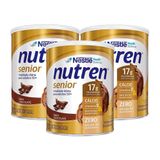 Nutren Senior Chocolate Suplemento Alimentar 370g | Kit Com Três Unidades