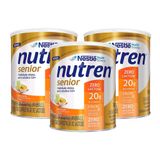 Nutren Senior Sem Sabor Zero Lactose Suplemento Alimentar 740g | Kit Com Três Unidades