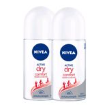 Kit 2x 50ml Desodorante Antitranspirante Roll-on Nivea Dry Comfort