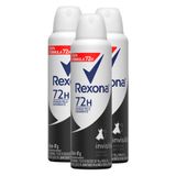 Desodorante Rexona Invisible Aerosol Antitranspirante 48h 150ml | Kit Com Três Unidades