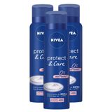 Kit 3x 150ml Desodorante Antitranspirante Aerosol Nivea Protect &amp; Care