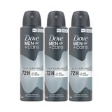 Kit 3 Desodorante Dove Men + Care Sem Perfume Aerosol Antitranspirante 72h Com 150ml