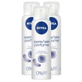 Kit 3x 150ml Desodorante Antitranspirante Aerosol Nivea Sem Perfume