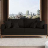 Sofa 2 Lugares Monaco 1,40 M Com Almofadas Linho Preto