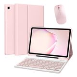 Capa Com Teclado E Mouse Para Galaxy Tab A8 10,5 Rosa