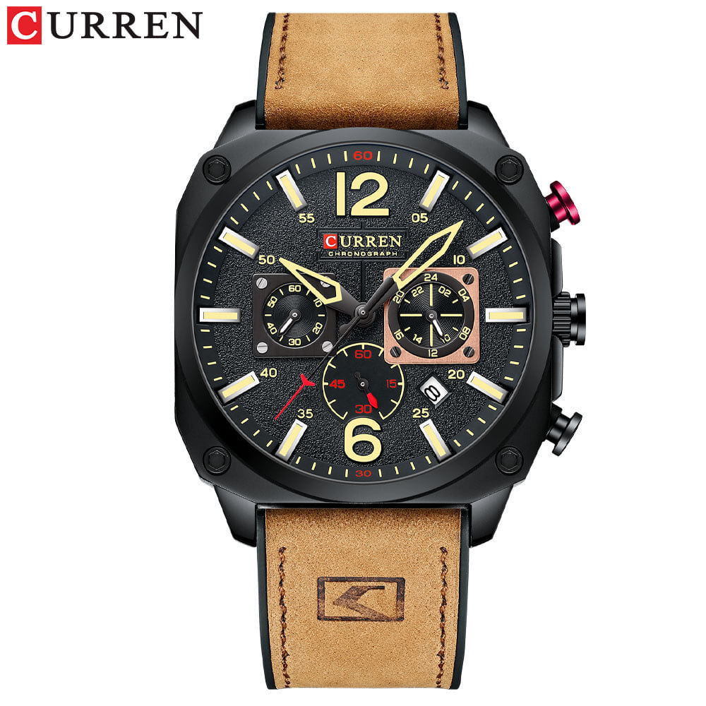 Relógio Masculino Curren Technos 8398 Marrom E Preto