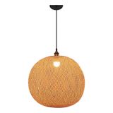 Luminária Suspensa Tecido De Rattan 35x35cm