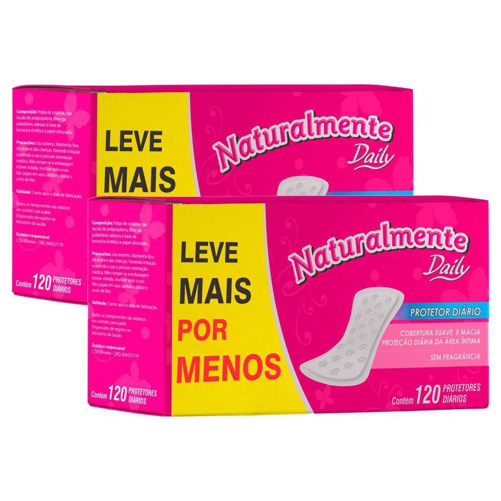 Kit 2 Protetores Diário Naturalmente Daily Sem Fragrância 120un Cada